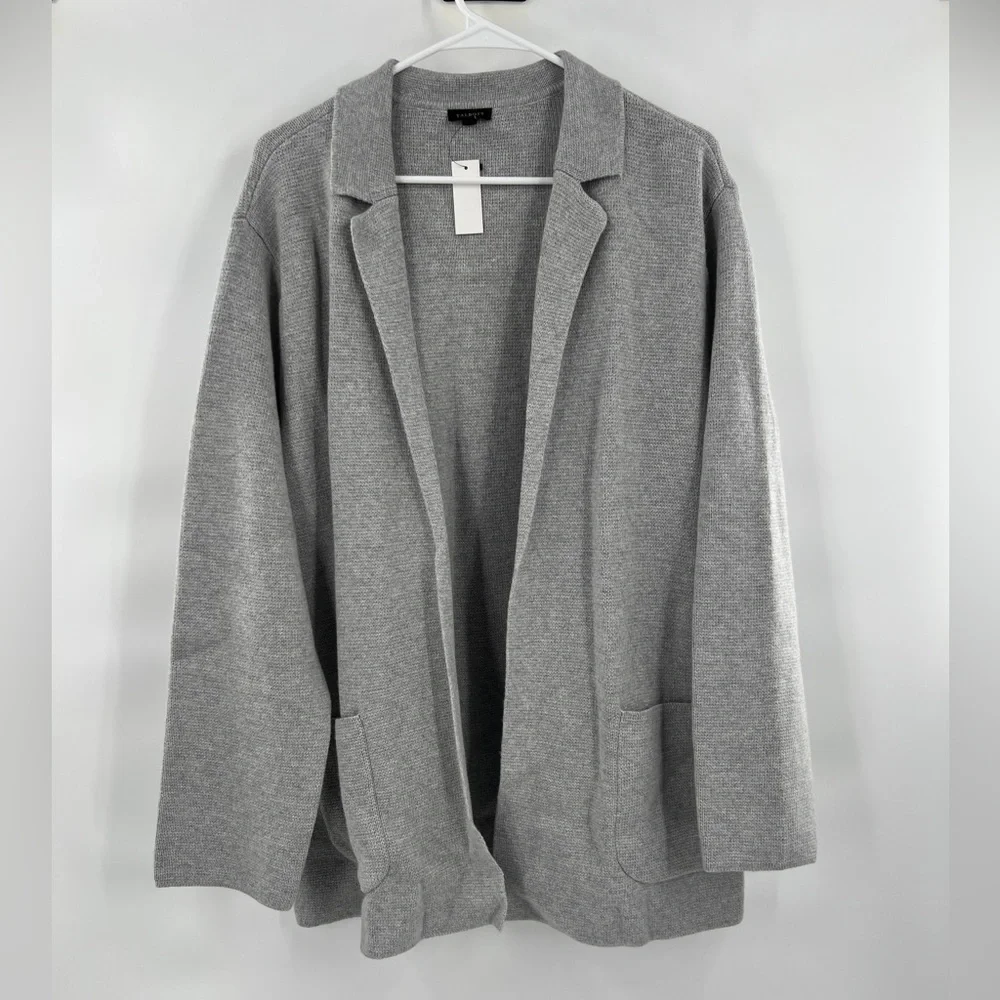 Talbots heather sky open long line sweater cardigan blazer XS